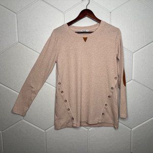 HarHay Tan shirt with elbow patches - Women's Small